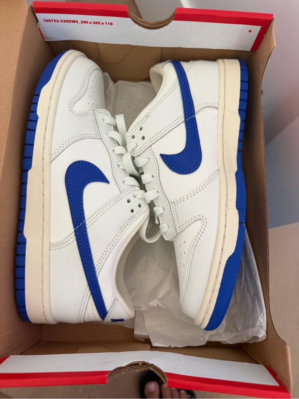 Nike White and Royal Blue Low-Top Sneakers